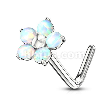 316L Surgical Steel Flower with 5 Opal Petals 316L Surgical Steel L... - Image 4