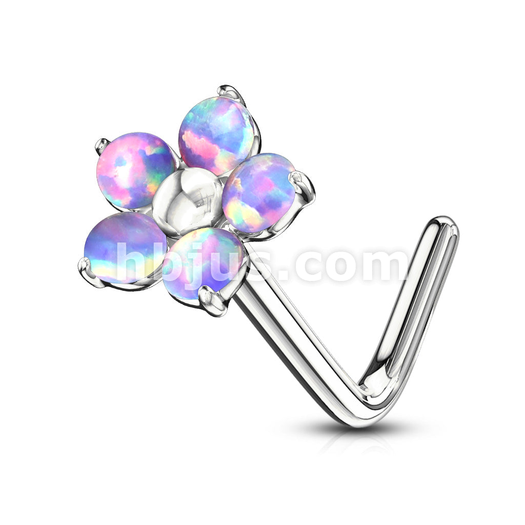 316L Surgical Steel Flower with 5 Opal Petals 316L Surgical Steel L... - Image 5