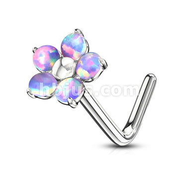 316L Surgical Steel Flower with 5 Opal Petals 316L Surgical Steel L... - Image 5