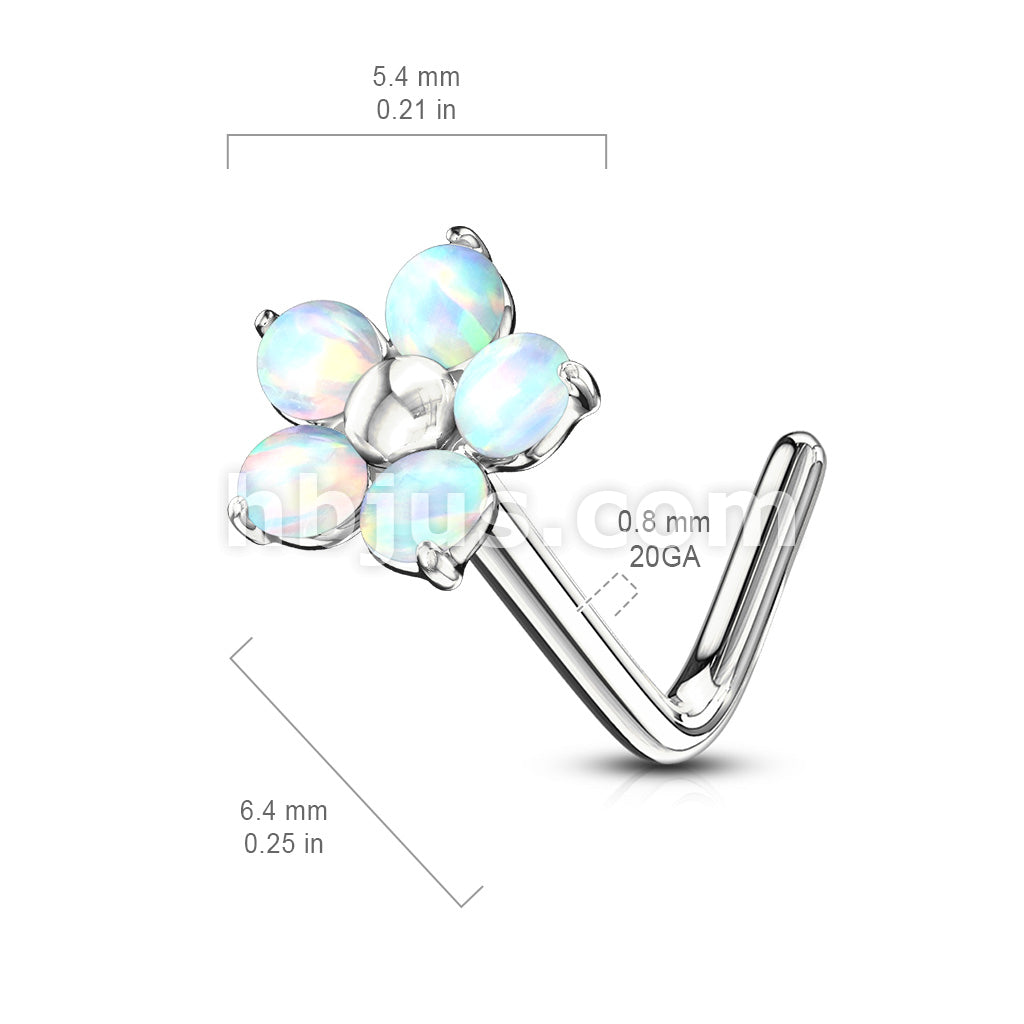 316L Surgical Steel Flower with 5 Opal Petals 316L Surgical Steel L... - Image 6