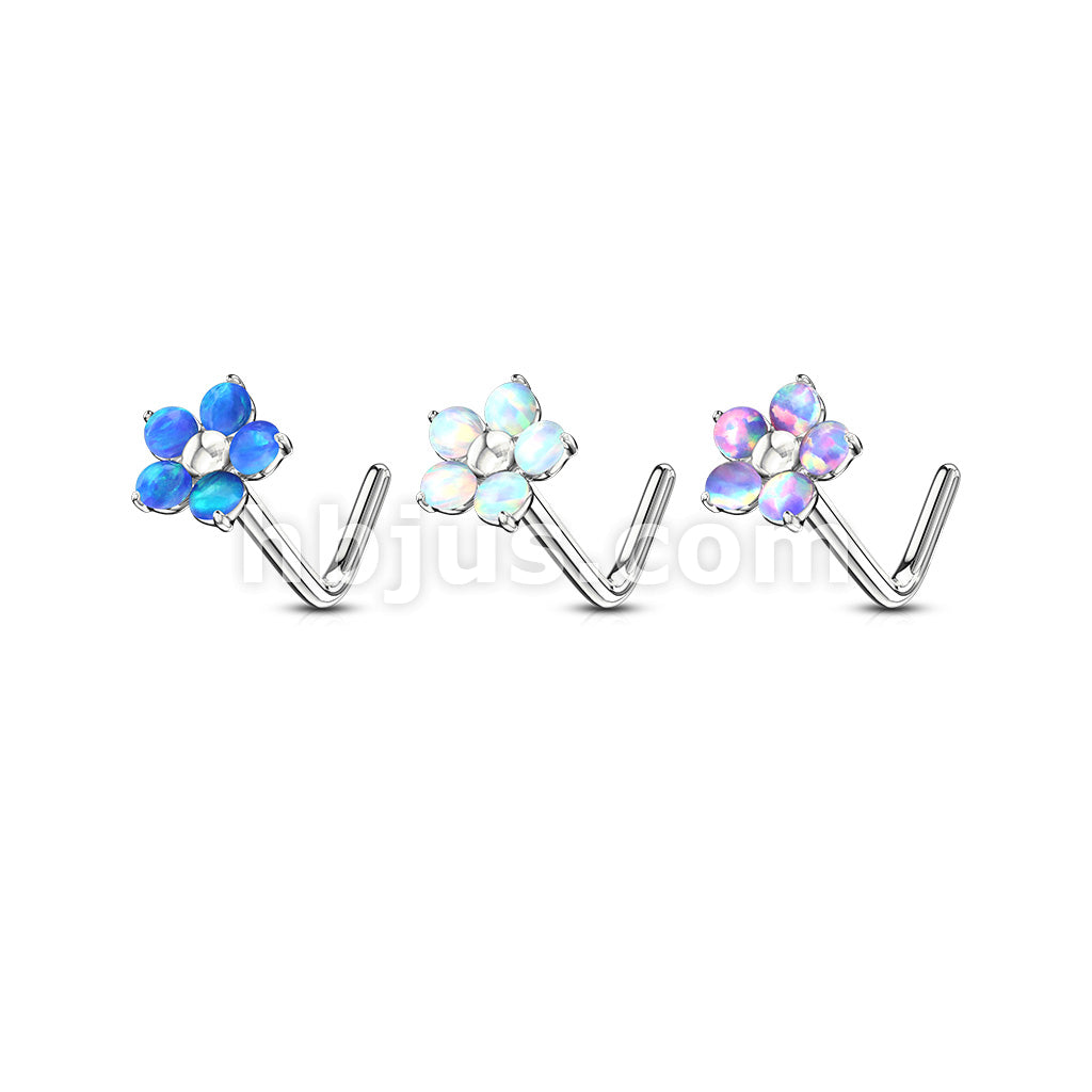 316L Surgical Steel Flower with 5 Opal Petals 316L Surgical Steel L... - Image 7