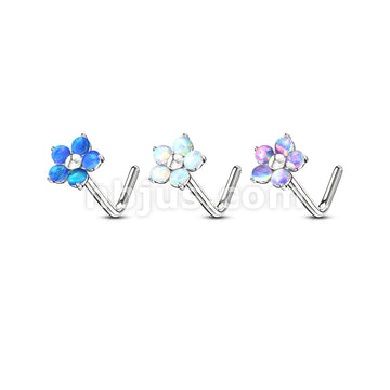 316L Surgical Steel Flower with 5 Opal Petals 316L Surgical Steel L... - Image 7