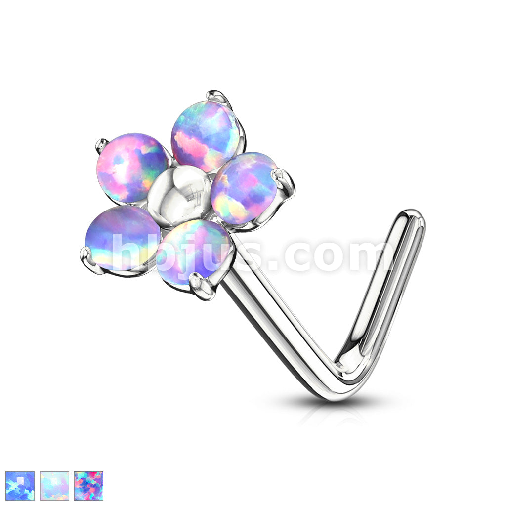 316L Surgical Steel Flower with 5 Opal Petals 316L Surgical Steel L... - Image 2