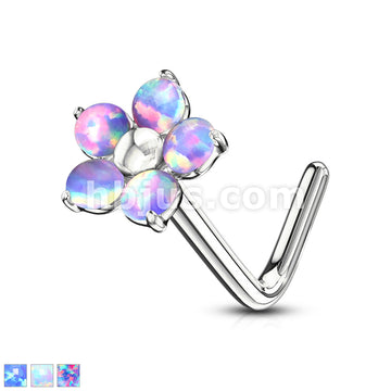 316L Surgical Steel Flower with 5 Opal Petals 316L Surgical Steel L... - Image 2