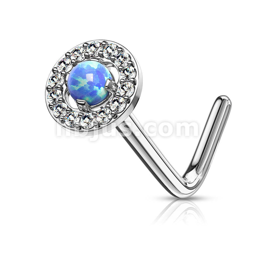 316L Surgical Steel Dome Opal Center CZ Paved Circle 316L Surgical... - Image 3