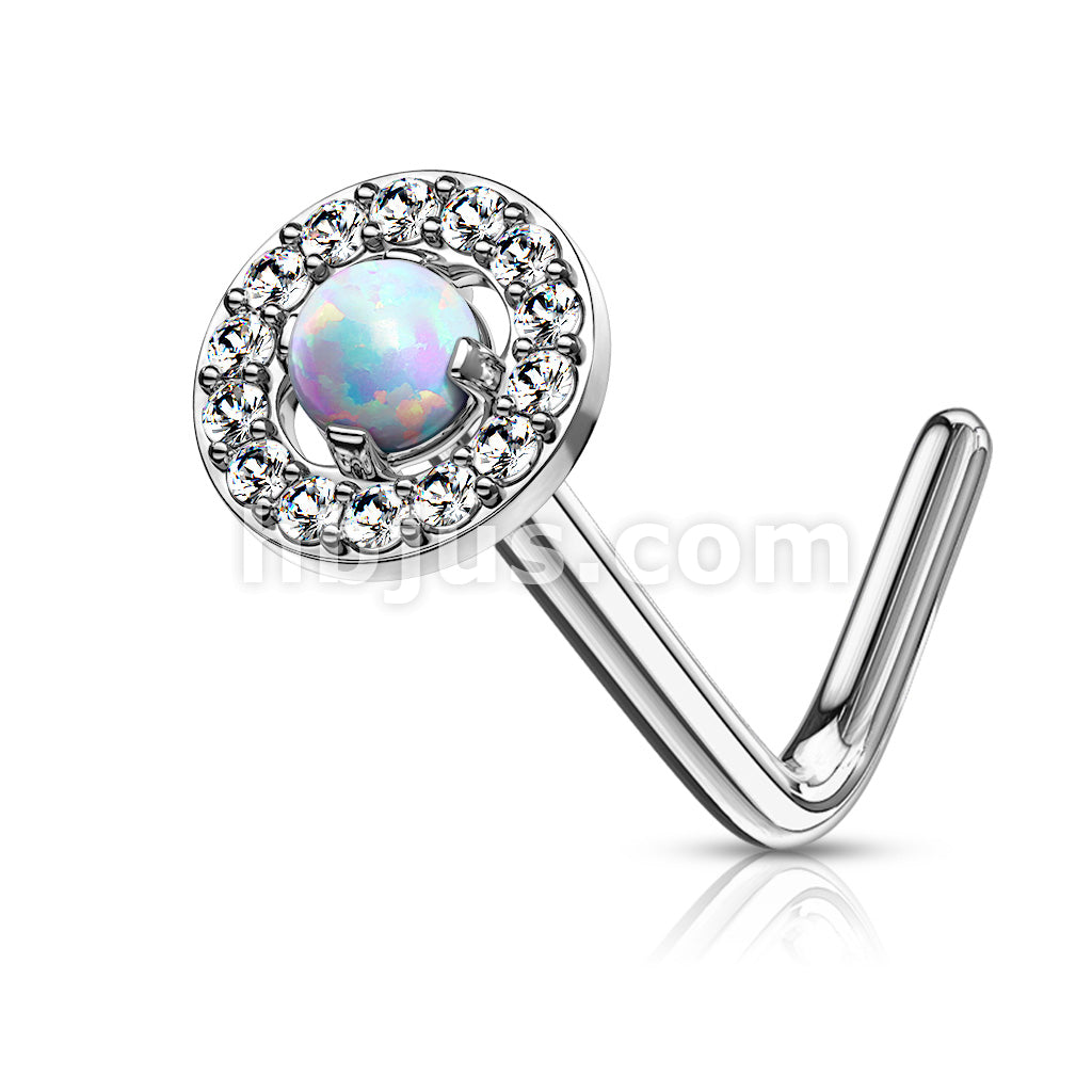 316L Surgical Steel Dome Opal Center CZ Paved Circle 316L Surgical... - Image 4