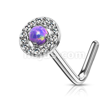 316L Surgical Steel Dome Opal Center CZ Paved Circle 316L Surgical... - Image 5
