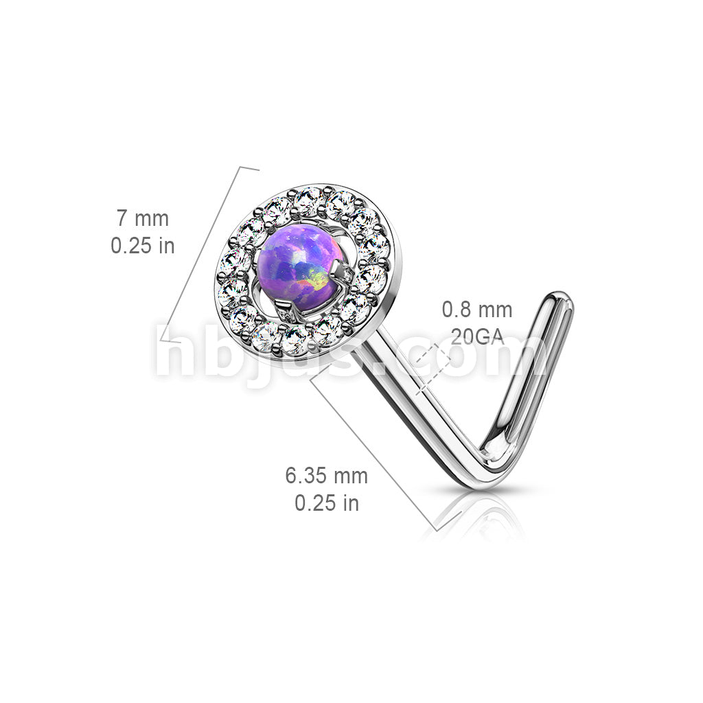 316L Surgical Steel Dome Opal Center CZ Paved Circle 316L Surgical... - Image 6