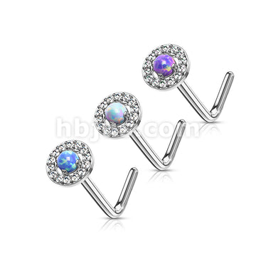 316L Surgical Steel Dome Opal Center CZ Paved Circle 316L Surgical... - Image 7