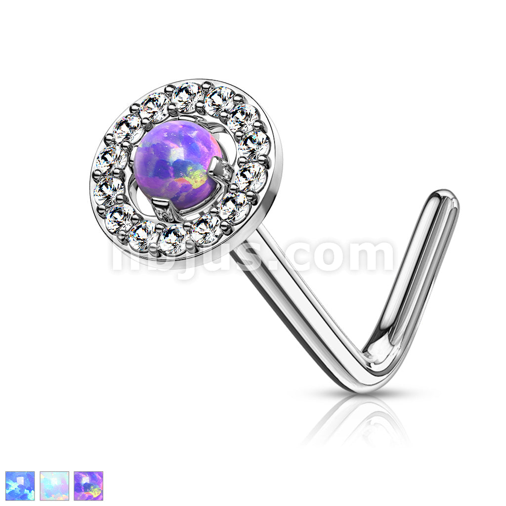 316L Surgical Steel Dome Opal Center CZ Paved Circle 316L Surgical... - Image 2