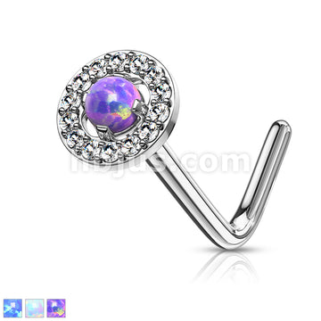 316L Surgical Steel Dome Opal Center CZ Paved Circle 316L Surgical... - Image 2