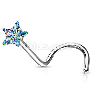 Prong Set Star CZ Top 316L Surgical Steel Nose Screw Rings - Image 7