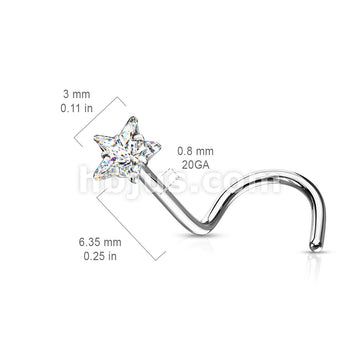 Prong Set Star CZ Top 316L Surgical Steel Nose Screw Rings - Image 8