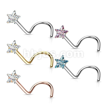 Prong Set Star CZ Top 316L Surgical Steel Nose Screw Rings - Image 9
