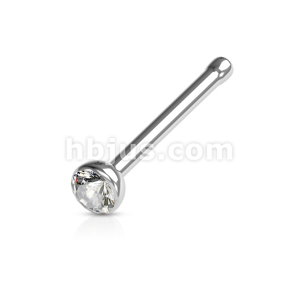 316L surgical Steel Nose Stud Ring with Gem Set Half Ball Top - Image 5