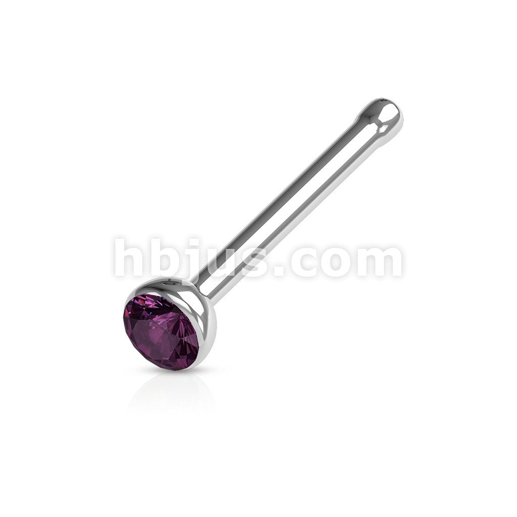 Press Fit Gem Set Ball 316L Surgical Steel Nose Stud Rings - Image 2