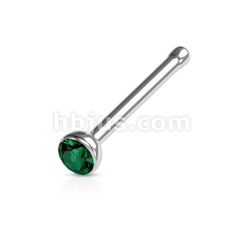 Press Fit Gem Set Ball 316L Surgical Steel Nose Stud Rings - Image 6
