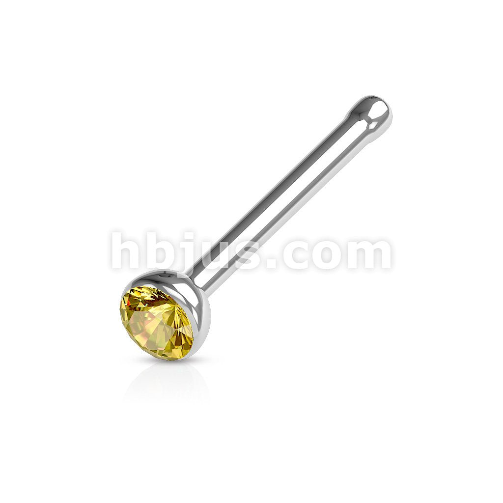 Press Fit Gem Set Ball 316L Surgical Steel Nose Stud Rings - Image 14