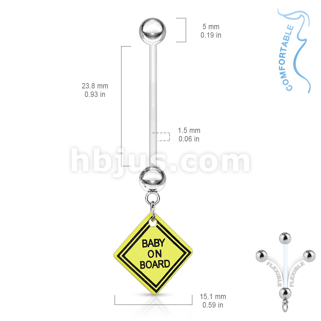 316L Surgical Steel Bio Flex Surface Pregnancy Piercing Navel Ring with... - Image 3