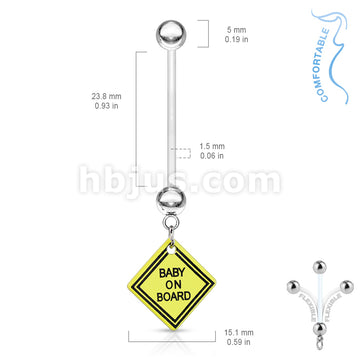 316L Surgical Steel Bio Flex Surface Pregnancy Piercing Navel Ring with... - Image 3