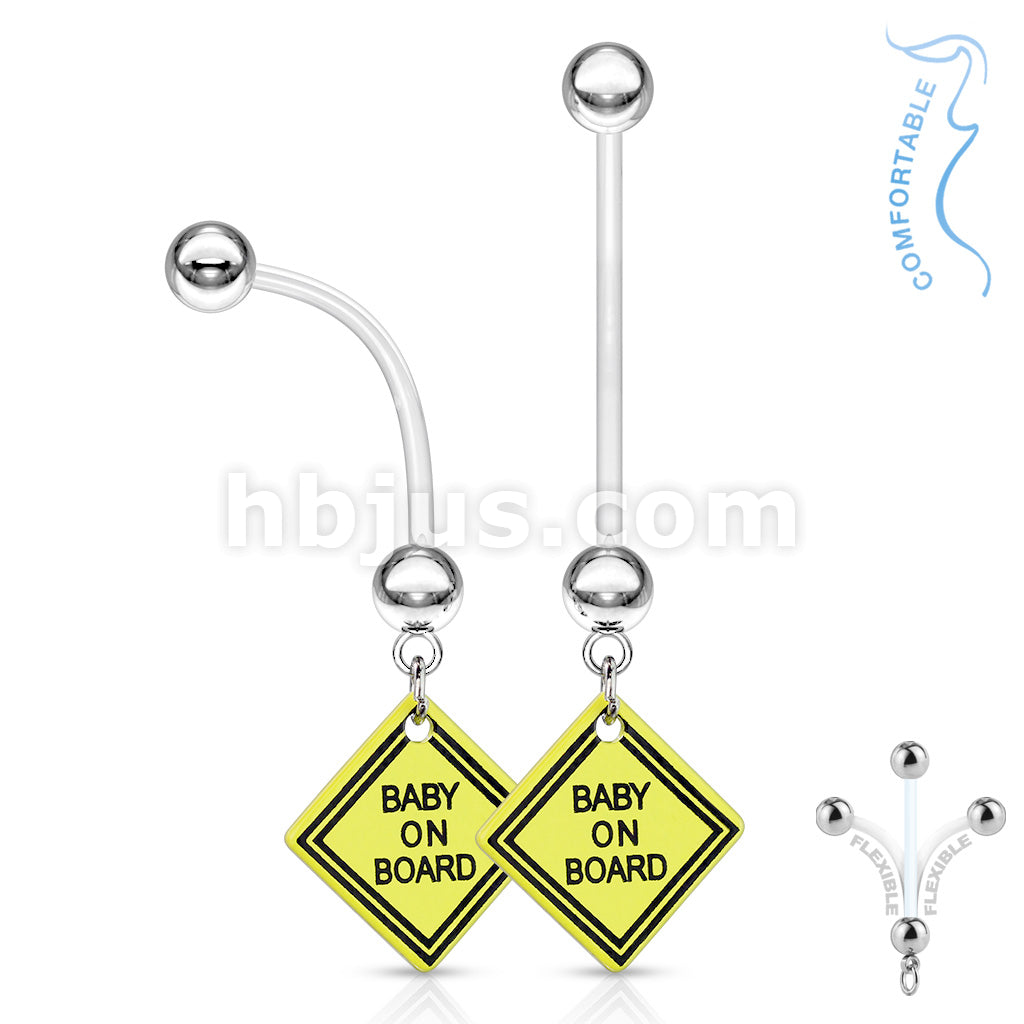 316L Surgical Steel Bio Flex Surface Pregnancy Piercing Navel Ring with... - Image 2