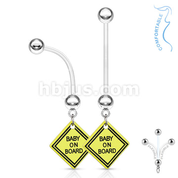 316L Surgical Steel Bio Flex Surface Pregnancy Piercing Navel Ring with... - Image 2