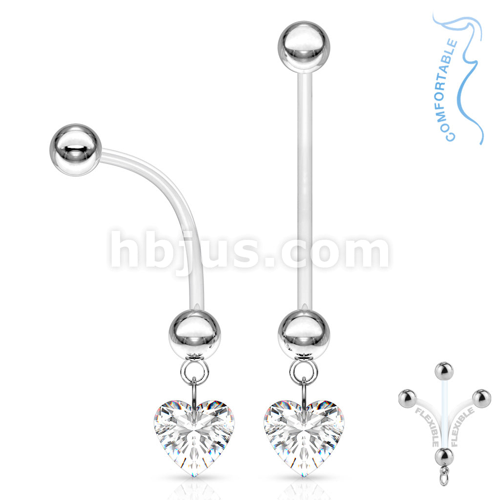 316L Surgical Steel Bio Flex Surface Pregnancy Piercing Navel Ring with... - Image 2