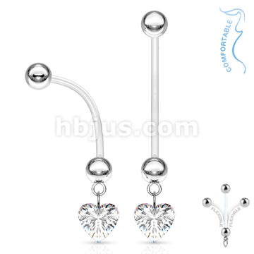 316L Surgical Steel Bio Flex Surface Pregnancy Piercing Navel Ring with... - Image 2