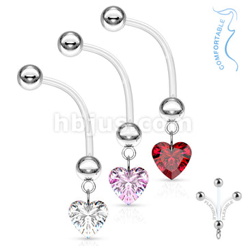 316L Surgical Steel Bio Flex Surface Pregnancy Piercing Navel Ring with... - Image 6