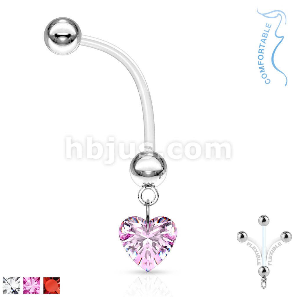 316L Surgical Steel Bio Flex Surface Pregnancy Piercing Navel Ring with...