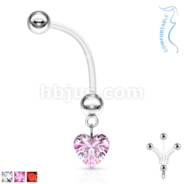 316L Surgical Steel Bio Flex Surface Pregnancy Piercing Navel Ring with...