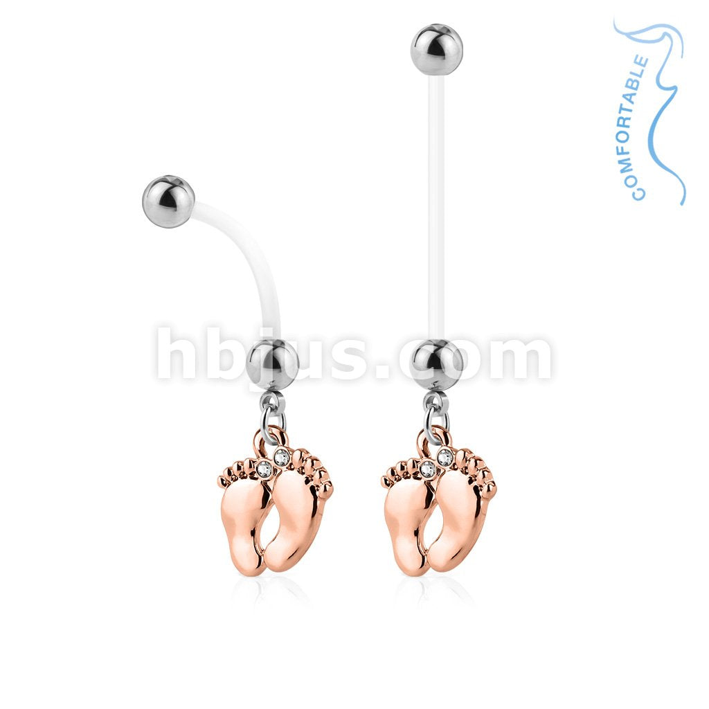 Baby Foot Pregnancy Belly Rings Bioflex with 316L Surgical Steel Balls - Image 3