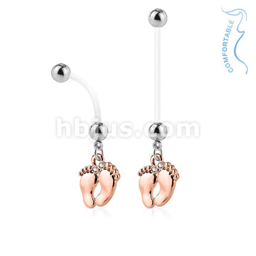 Baby Foot Pregnancy Belly Rings Bioflex with 316L Surgical Steel Balls - Image 3