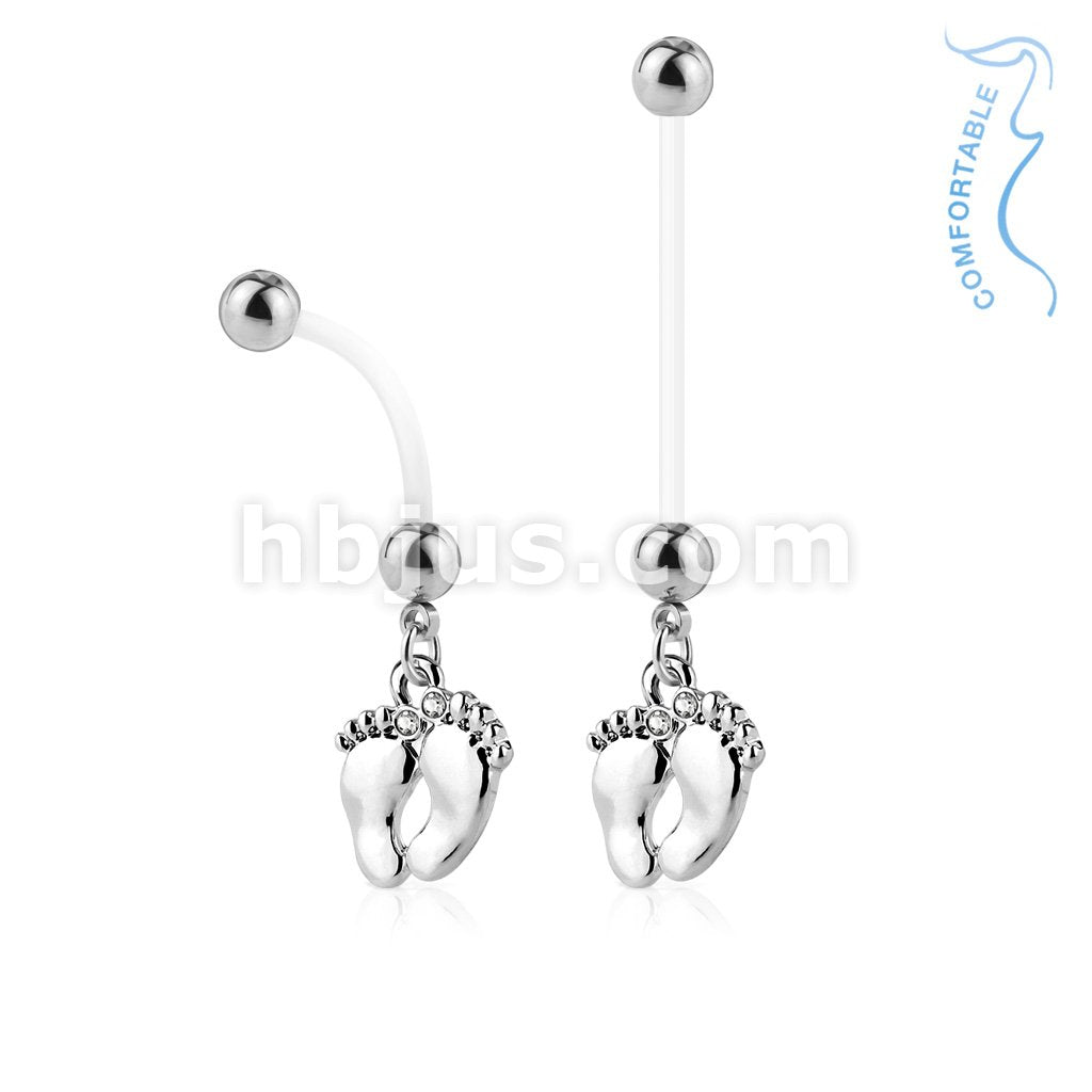Baby Foot Pregnancy Belly Rings Bioflex with 316L Surgical Steel Balls - Image 4