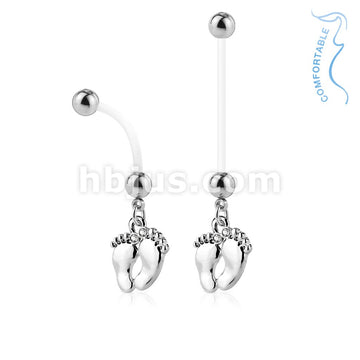 Baby Foot Pregnancy Belly Rings Bioflex with 316L Surgical Steel Balls - Image 4
