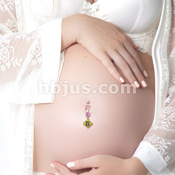 Double Jeweled Prong Set Round CZ with Baby on Board Sign Dangle... - Image 8