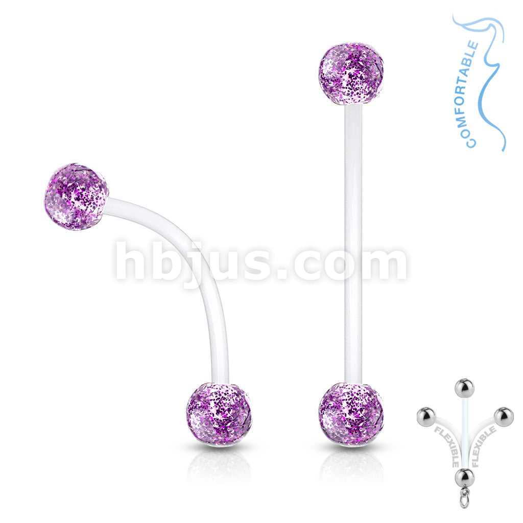 Bioflex Flexible Pregnancy Belly Ring with Glitter Balls - Image 3