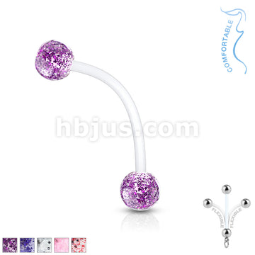 Bioflex Flexible Pregnancy Belly Ring with Glitter Balls - Image 2