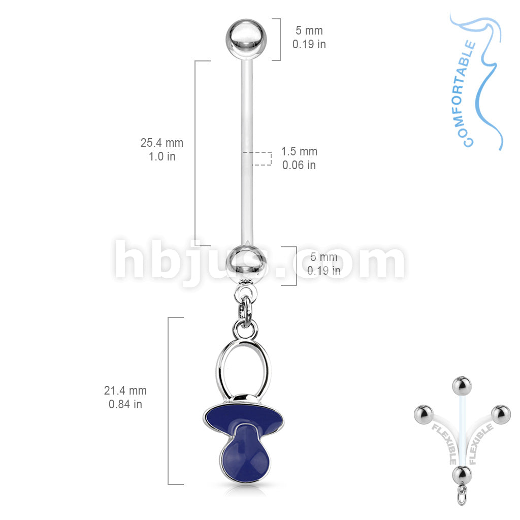 316L Surgical Steel Baby Pacifier Dangle Bio Flex Pregnancy Navel Ring - Image 5