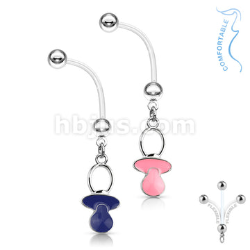 316L Surgical Steel Baby Pacifier Dangle Bio Flex Pregnancy Navel Ring - Image 6