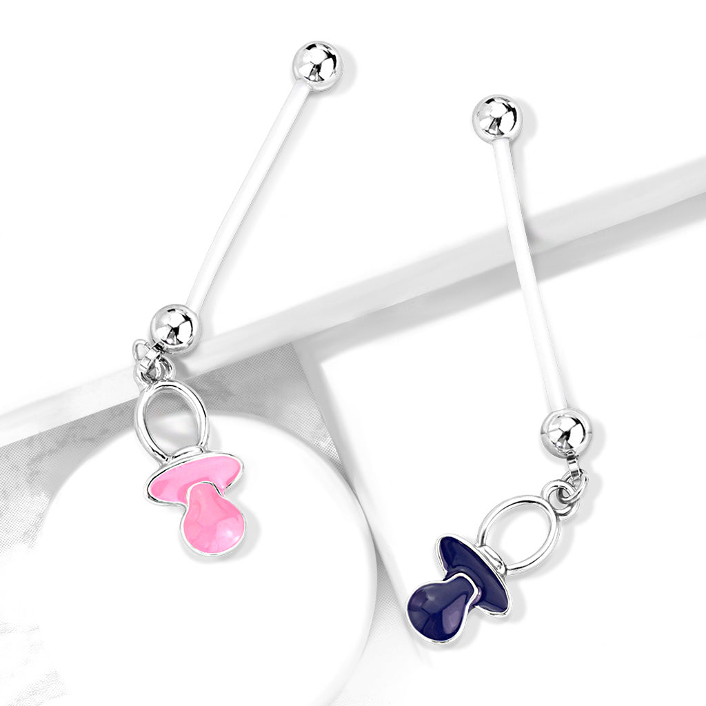 316L Surgical Steel Baby Pacifier Dangle Bio Flex Pregnancy Navel Ring