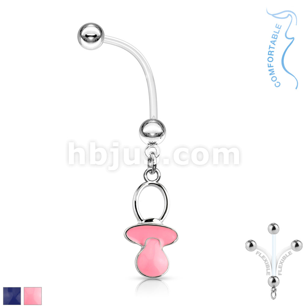 316L Surgical Steel Baby Pacifier Dangle Bio Flex Pregnancy Navel Ring - Image 2