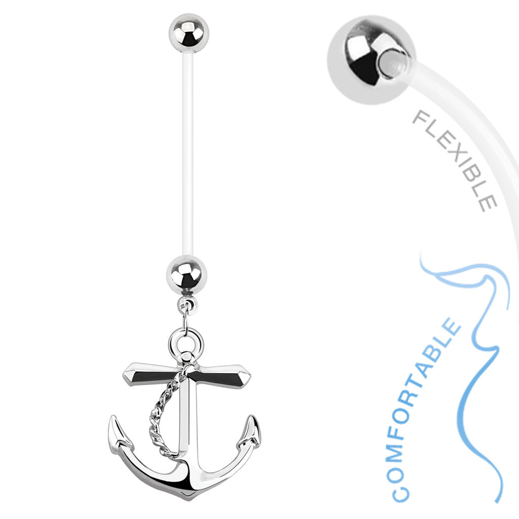 316L Surgical Steel Anchor Dangle Bio Flex Pregnancy Navel Ring