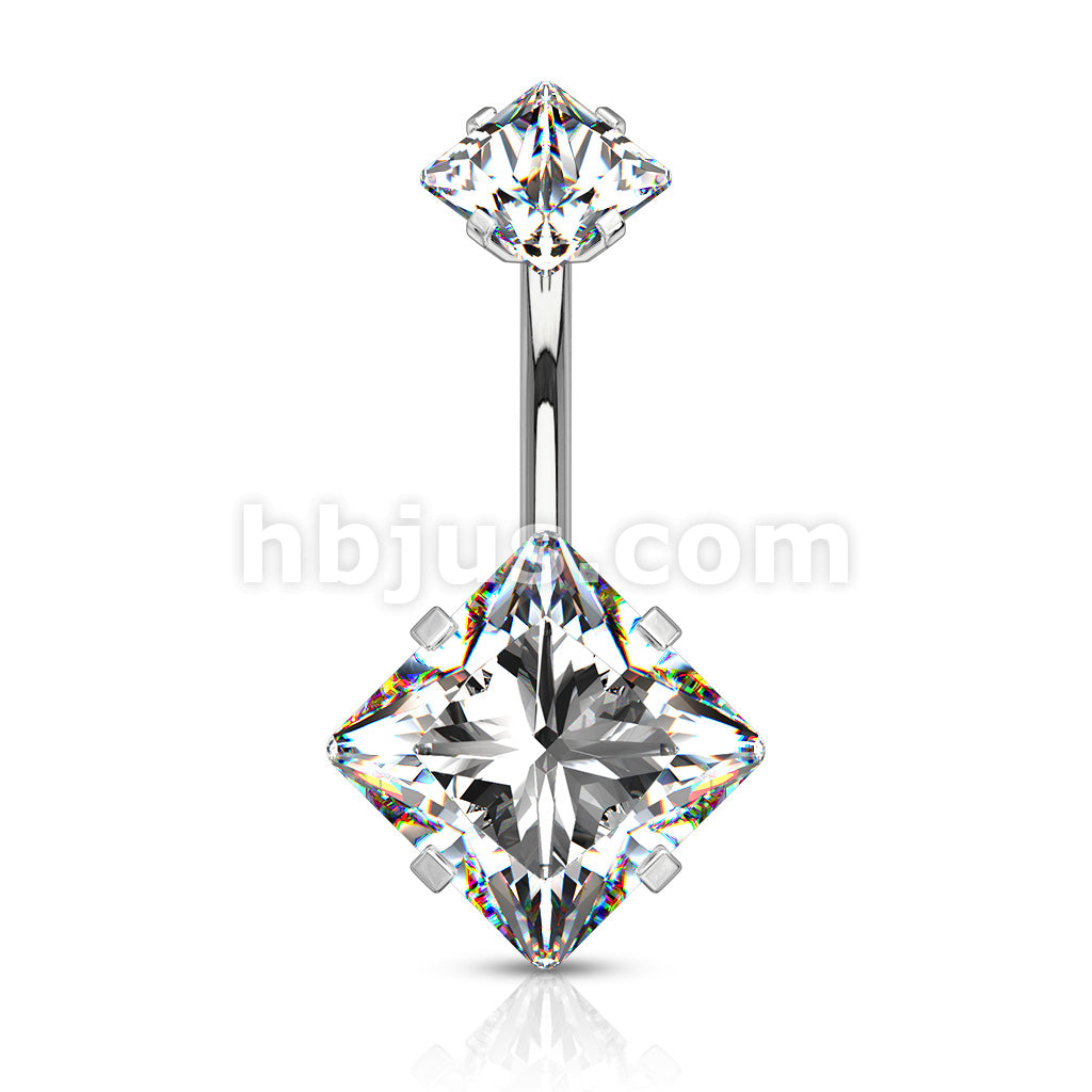 Square CZ Prong Set with Internal thread Top Double Jeweled 316L... - Image 3