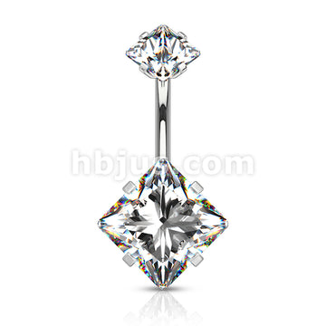 Square CZ Prong Set with Internal thread Top Double Jeweled 316L... - Image 3