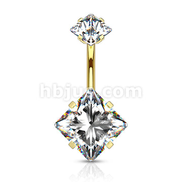 Square CZ Prong Set with Internal thread Top Double Jeweled 316L... - Image 4
