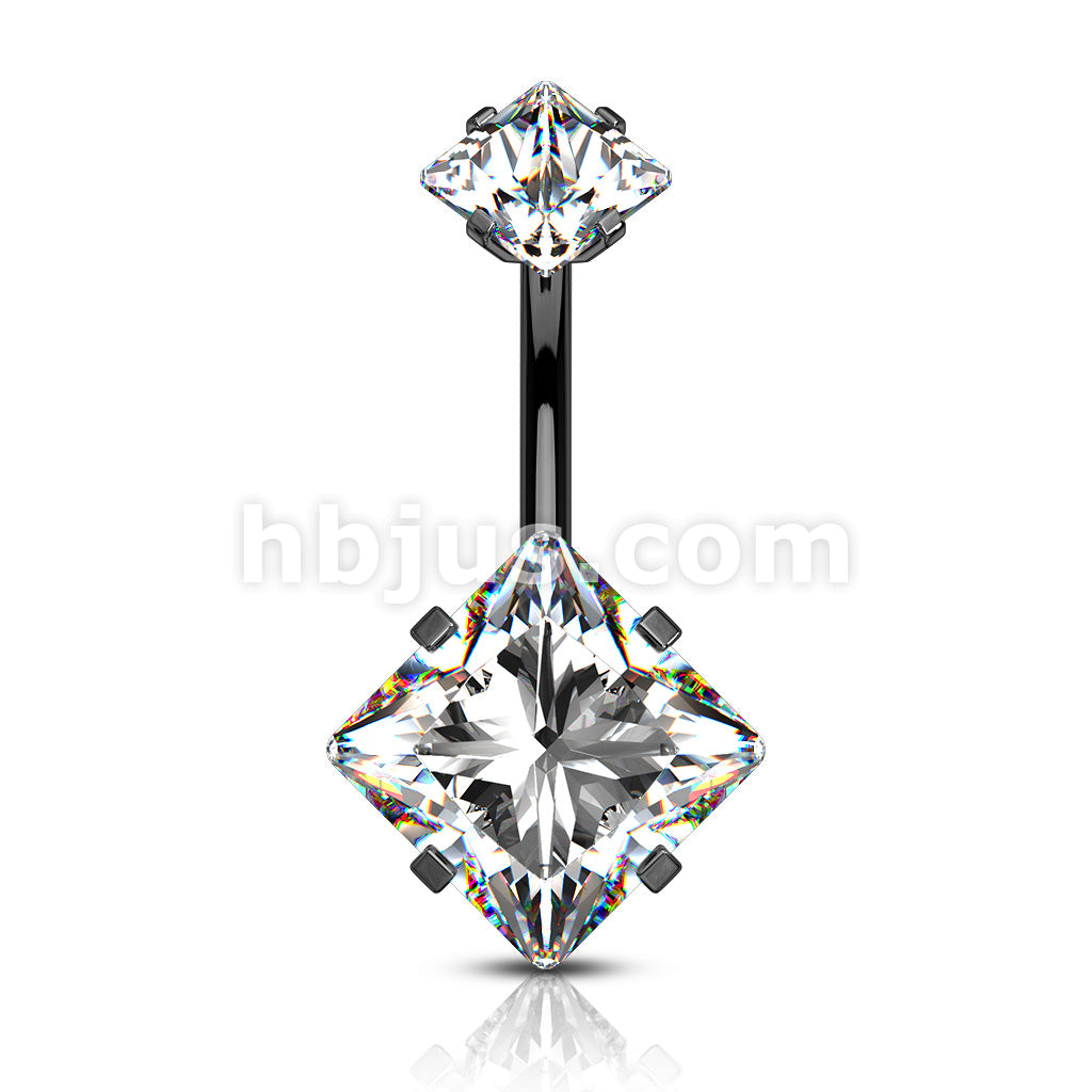 Square CZ Prong Set with Internal thread Top Double Jeweled 316L... - Image 5
