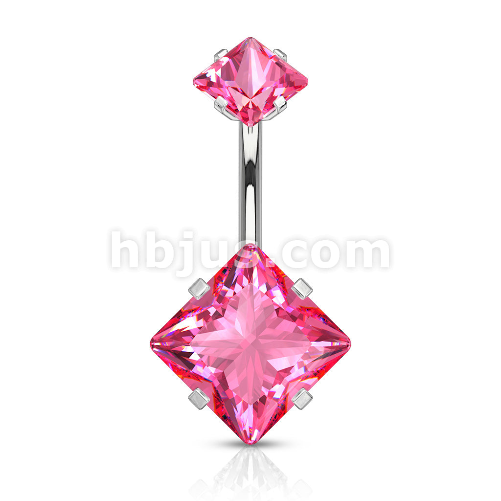 Square CZ Prong Set with Internal thread Top Double Jeweled 316L... - Image 6