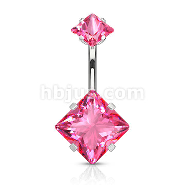 Square CZ Prong Set with Internal thread Top Double Jeweled 316L... - Image 6
