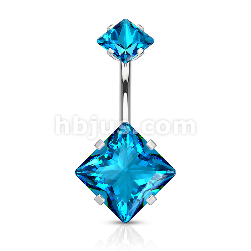 Square CZ Prong Set with Internal thread Top Double Jeweled 316L... - Image 7
